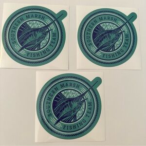 Lot 3 Southern Marsh Fishing Team Big Glossy Blue Sticker Marine Saltwater NEW